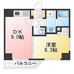 ティーリーフ横浜モデルノ 1LDKの間取図画像