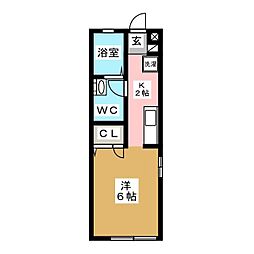 コーポミツル ワンルームの間取図画像