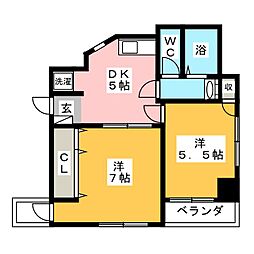 第3梅澤ビル 2DKの間取図画像