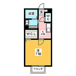 シルヴァンブリーズ 1Kの間取図画像