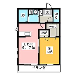 保土ヶ谷農牧ヒルズ1号館 1LDKの間取図画像