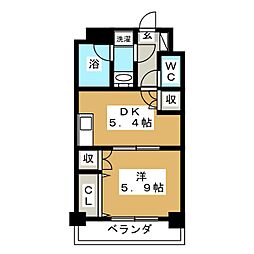 ベイ・ウエスト 1DKの間取図画像