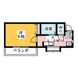 ヴィクトリアンコート三ツ沢南町 1Kの間取図画像