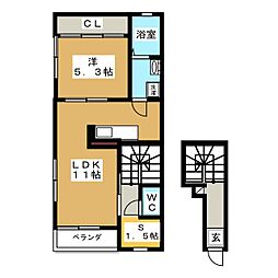 キュリオス 1SLDKの間取図画像