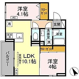 D'Bless和田町 2LDKの間取図画像
