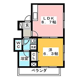 ハウス・M 1LDKの間取図画像