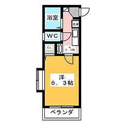 ショコラテラス 1Kの間取図画像