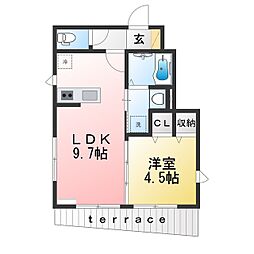 グランデュール横濱国大B 1LDKの間取図画像