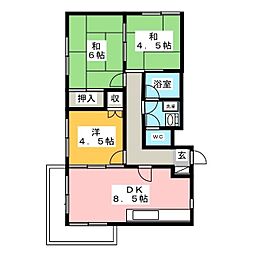 露木ビル第1 3DKの間取図画像