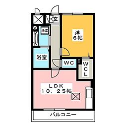 ソレイユB 1LDKの間取図画像