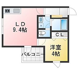 La-Crea ZII(ラクリエ・ゼットツー) 1LDKの間取図画像