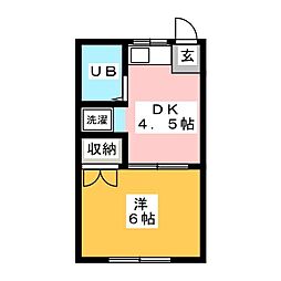 鶴ヶ峰グリーンハイツ2 1DKの間取図画像