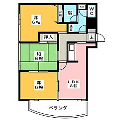 鎧橋ビル 3DKの間取図画像