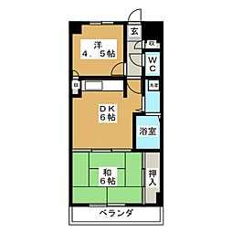 ロイヤルコート東戸塚 2DKの間取図画像