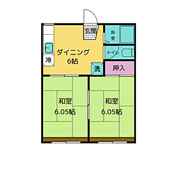 ベルハイツ今宿A棟 2DKの間取図画像