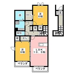 セジュール下瀬谷A 2LDKの間取図画像