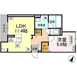 D Paina Futamatagawa 1LDKの間取図画像