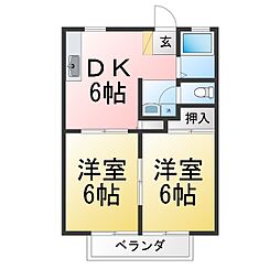 ハイツレスポアールA 2DKの間取図画像