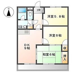 グリーンヒルズ香川 3DKの間取図画像