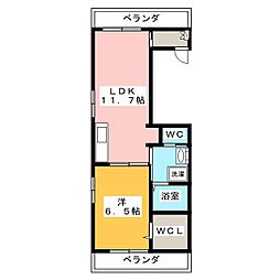 PACE鵠沼海岸 1LDKの間取図画像