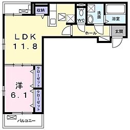 欅ハウスF 1LDKの間取図画像
