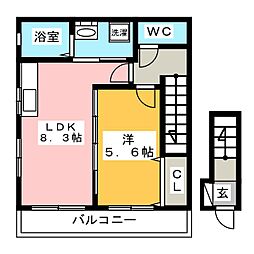 テラス赤松町 1LDKの間取図画像