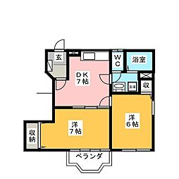 モデルノ24 2DKの間取図画像