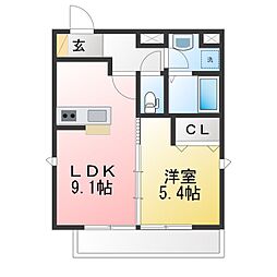 Kafuu Tida 1LDKの間取図画像