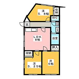 アールズコート 1階3LDKの間取り