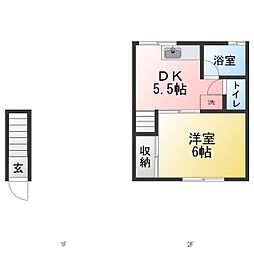 新比企ヶ谷ハイツ 1DKの間取図画像