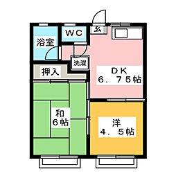 北鎌倉グリーンハイツ 2DKの間取図画像