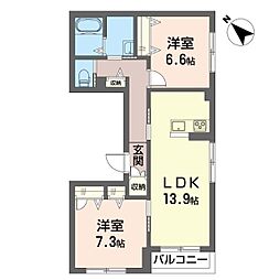 ヴェール北鎌倉 2LDKの間取図画像