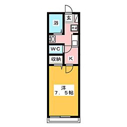 ハイツアソウ 1Kの間取図画像