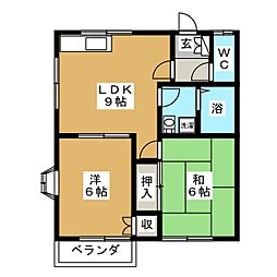 ハッピーハイツ 2LDKの間取図画像
