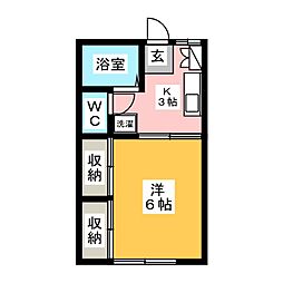 パークハイツ北鎌倉 1Kの間取図画像