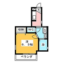 サンフローラ 1Kの間取図画像