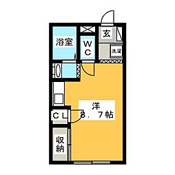 メゾン・モントルー ワンルームの間取図画像
