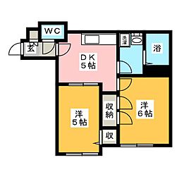 松韻別荘 2DKの間取図画像