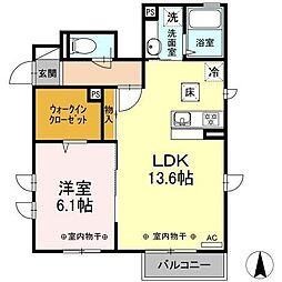 ヴィラ昇穂 1LDKの間取図画像