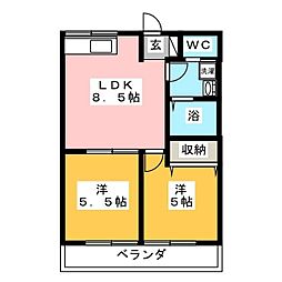 由比ガ浜コートハウス2 2DKの間取図画像