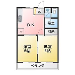ハイツ森 2DKの間取図画像