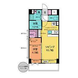 エルザス湘南III 1LDKの間取図画像