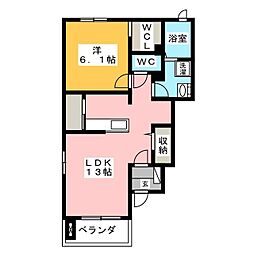 アルドールA 1LDKの間取図画像