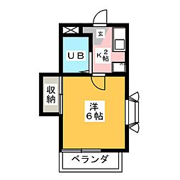 すずらんハイツ 1Kの間取図画像