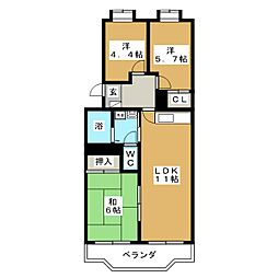 サンパレス湘南 3LDKの間取図画像