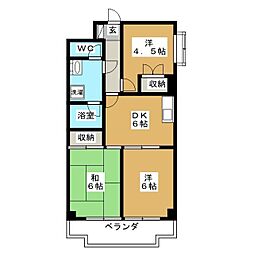 アーバンスプラザイシワタ3 3DKの間取図画像