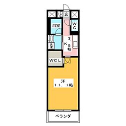 サングレーシア湘南 1Kの間取図画像