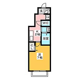 サンハイム 1Kの間取図画像