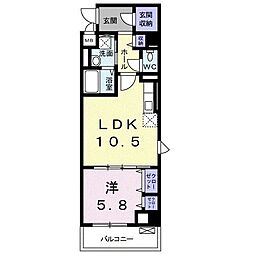 クレスト湘南 1LDKの間取図画像