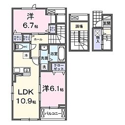 藤沢市石川1丁目アパート 2LDKの間取図画像